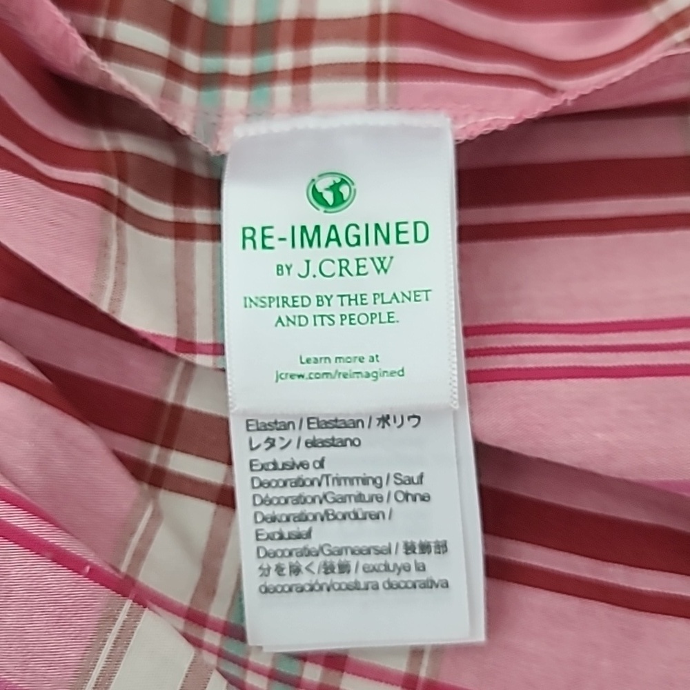 J Crew NWT Plaid Mini Dress Ruffle Trim Sweet Briar Marine Salt Pink - Picture 10 of 10
